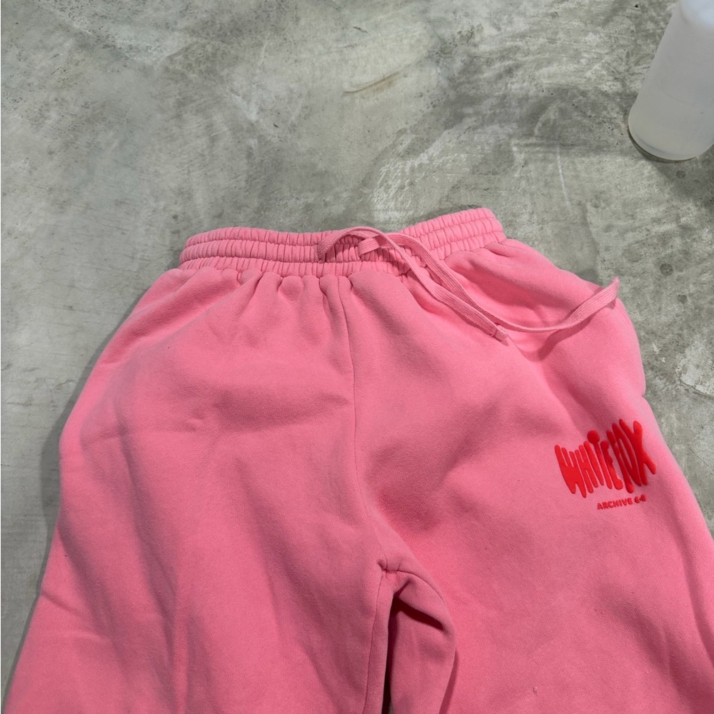 White Fox Boutique Pink Sweatpants with Red Logo